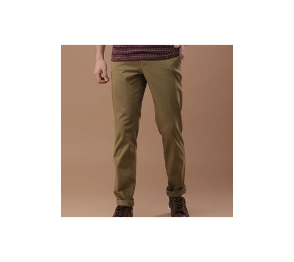 Olive Khaki Slim Fit Gabardine Pant - 09