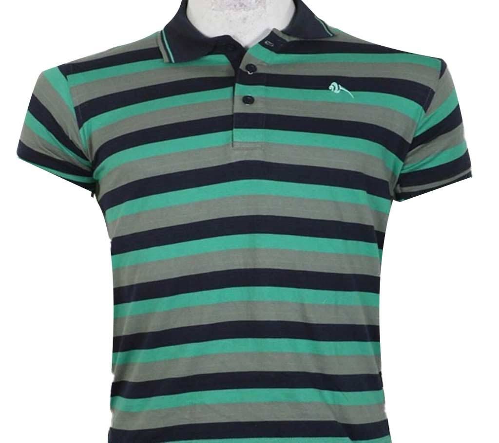 Men`s Short Sleeve Striped Polo-Shirt