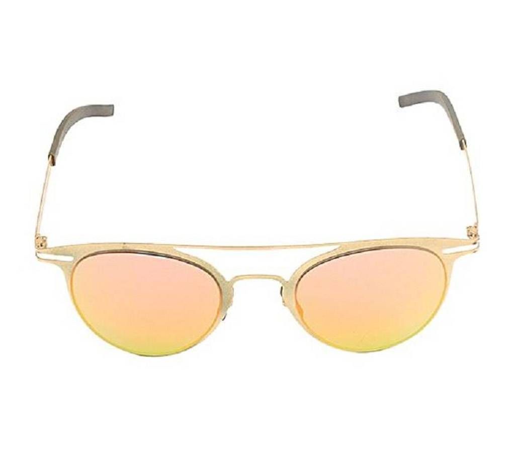 Golden Stainless Steel Light Pink and Orange Shaded Sunglasses for Men
