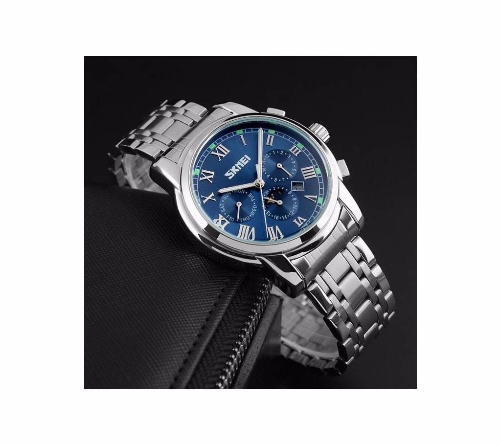SKEMI 9121 - Silver Stainless Steel Chronograph Watch for Men