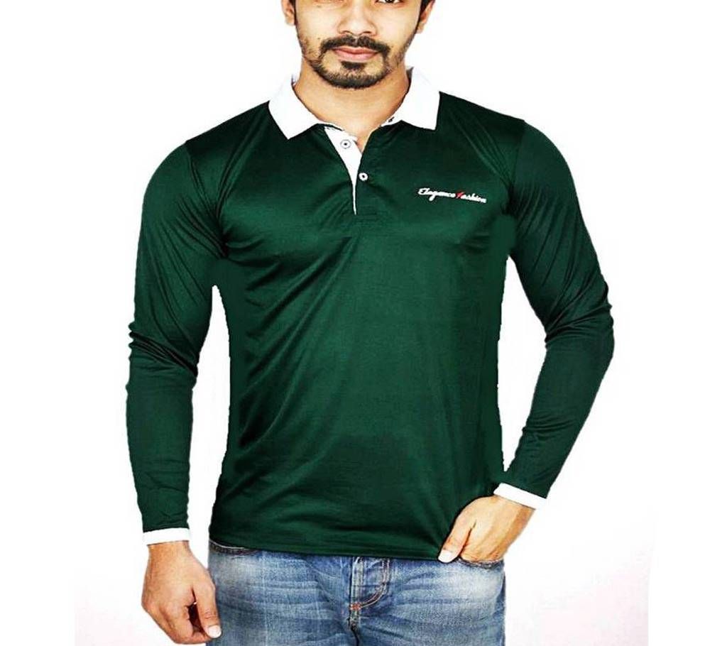 Green Micro Cotton Full Sleeve T'shirt For Men