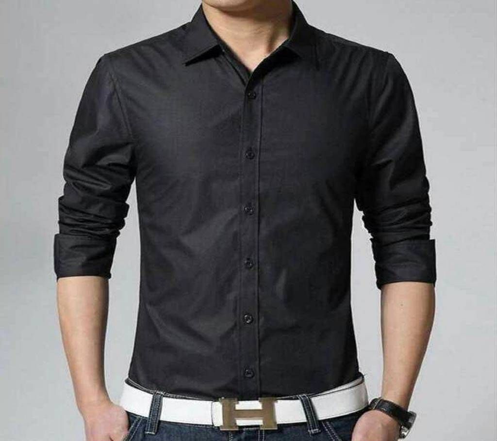 Black Long Sleeve Casual Shirt for Men - 7