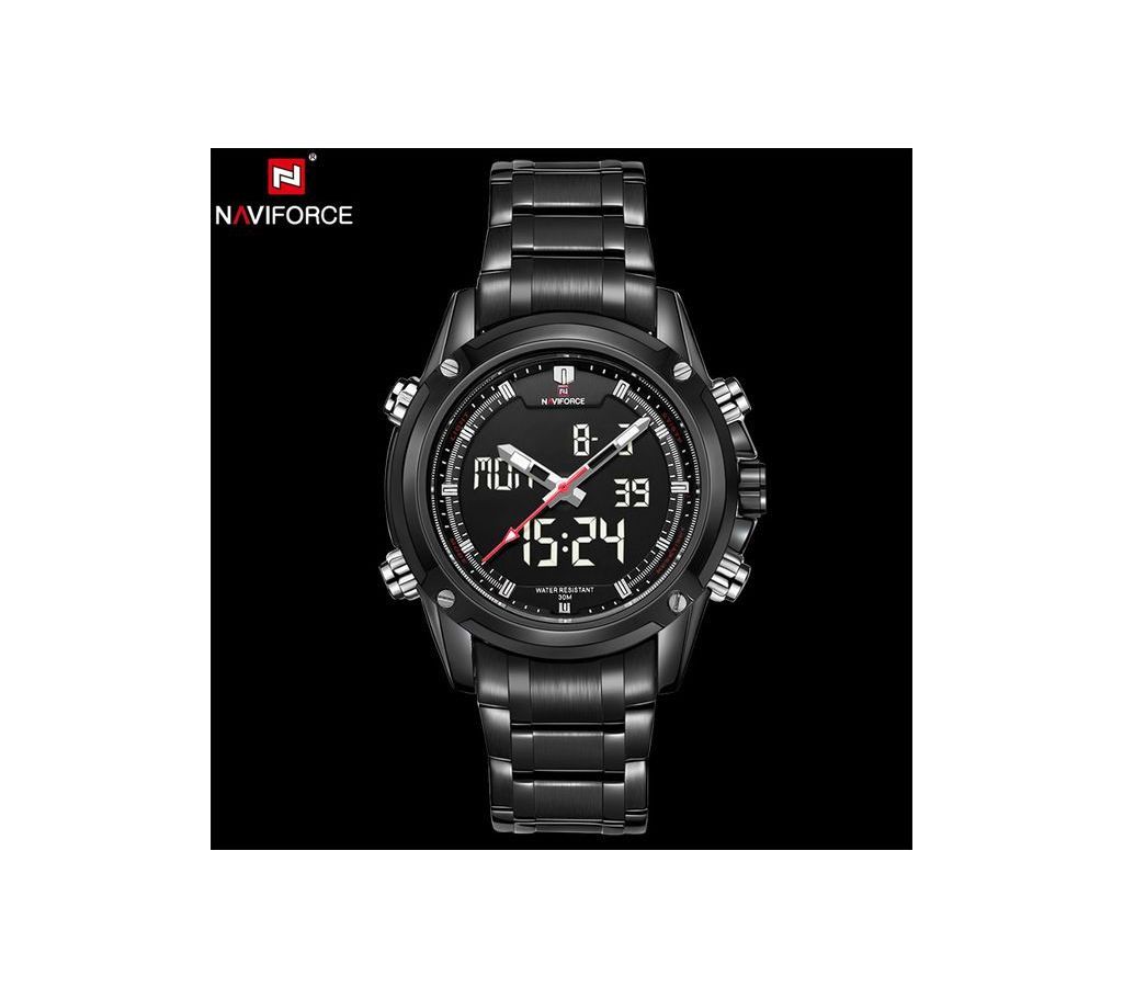 Naviforce Dual Display Analog and Digital Stainless Steel Mens Watch (NF9050 BBW)