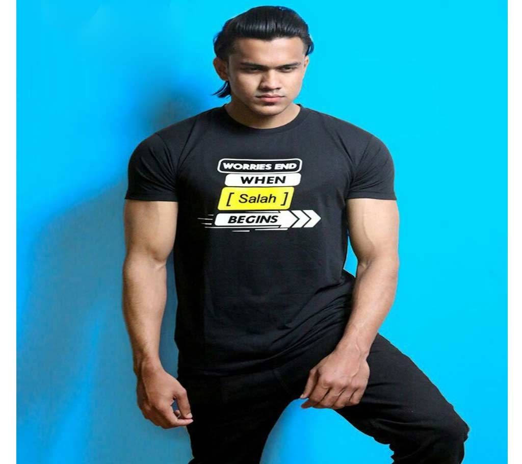 Worries End When Salah Begin Menz Half Sleeve T-Shirt