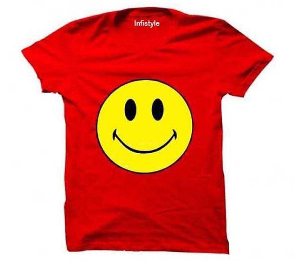 Red Cotton Short Sleeve Tshirt For Men