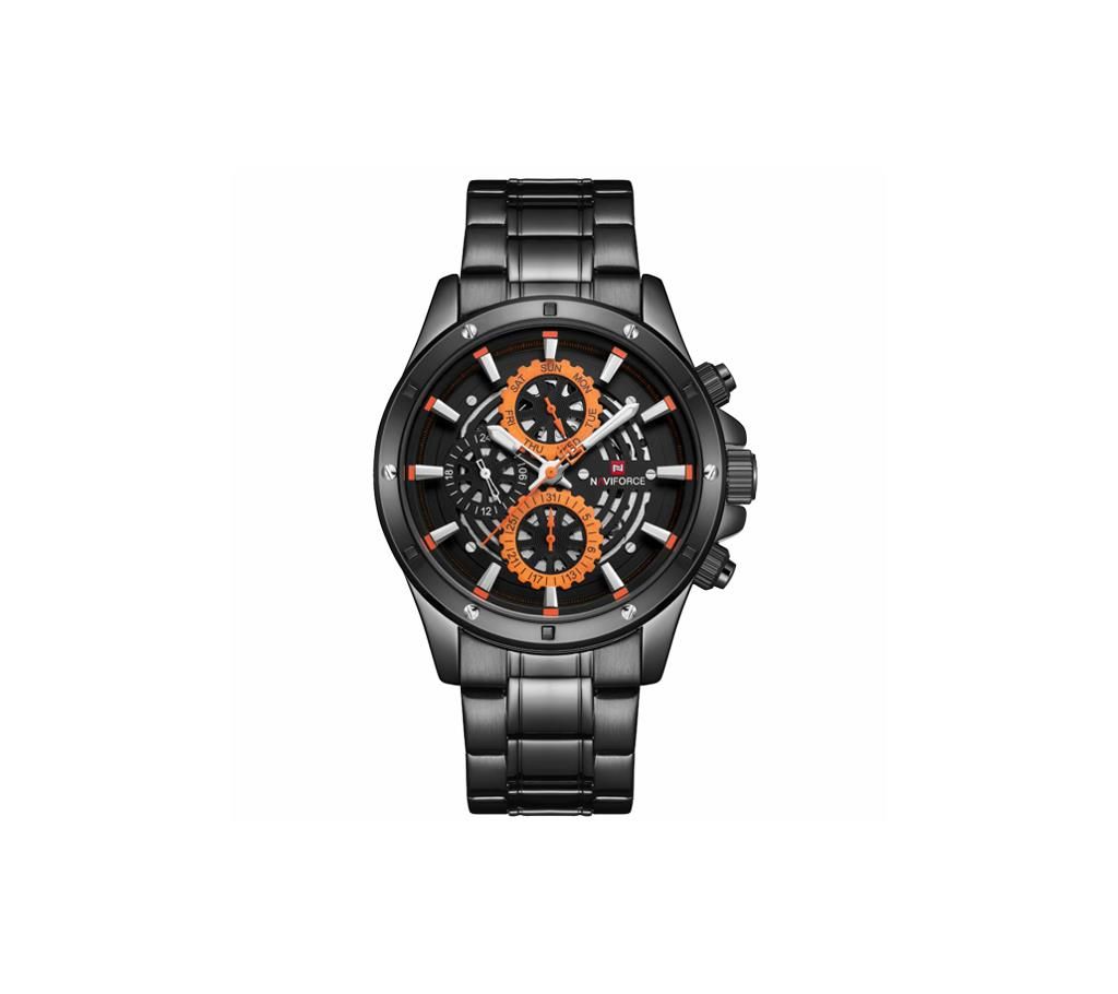 NAVIFORCE NF9149 Black Stainless Steel Chronograph Watch For Men - Orange & Black