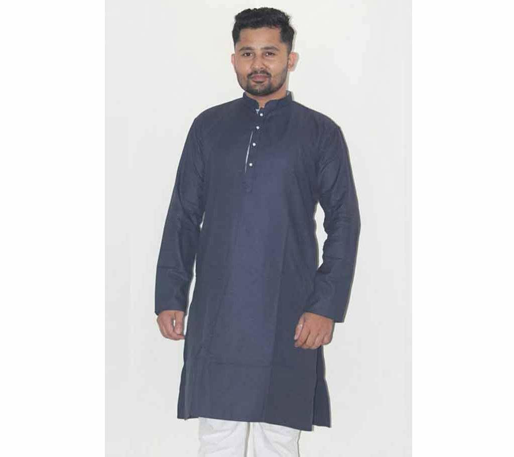 Black Cotton Punjabi For Men
