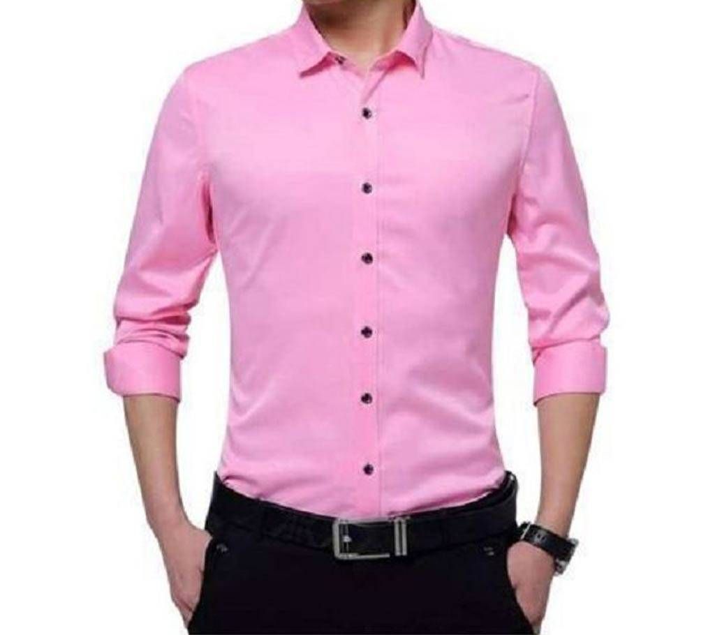 Casual Shirt For Men Pink Long Sleeve