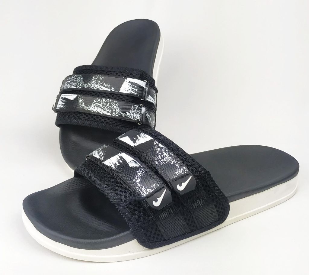 Slides Slipper| Slippers Sandals for Men| Top new Collection High sole 2 belt Black