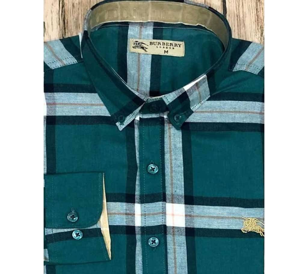 Full Sleeve Cotton Casual Check Shirt for Men-Green