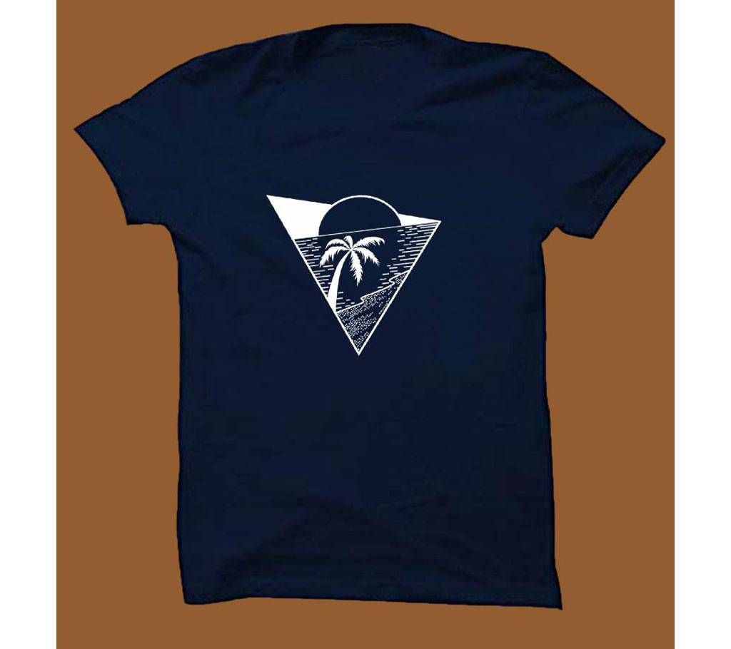 Navy Blue Cotton Short Sleeve T-Shirt for Men NBTS008
