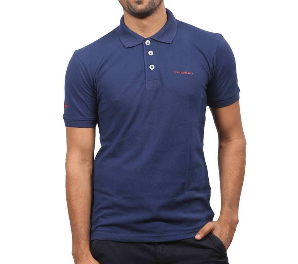 Navy Pique Polo for Men