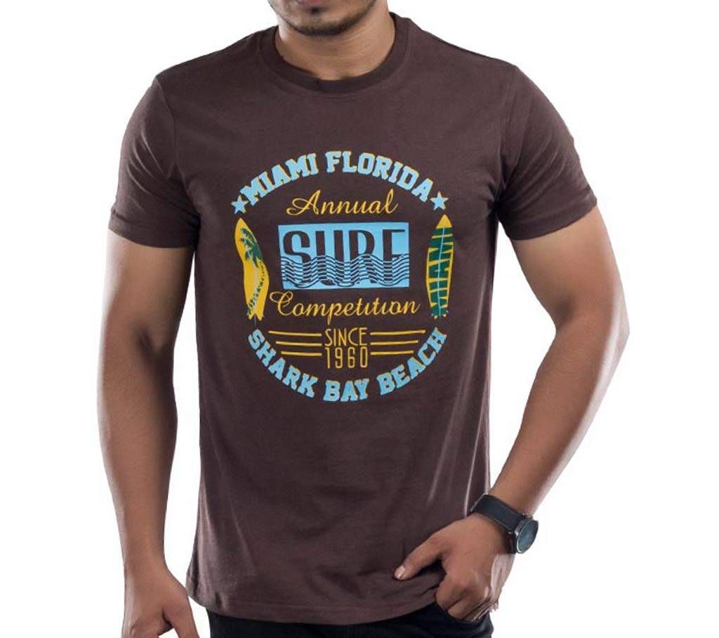 Men's Half Sleeve Cotton T-Shirt W17-MSST005 - Coffee-Surf		