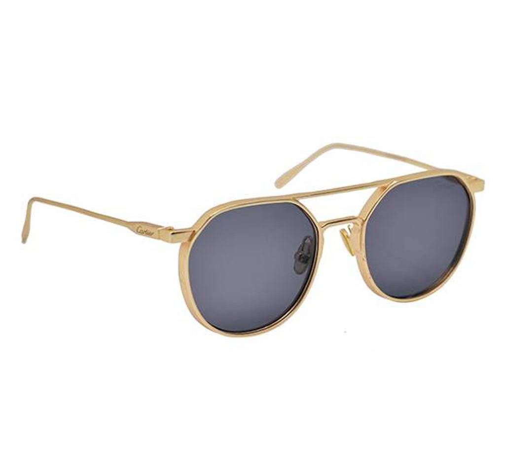 Golden Steel Frame Black Sunglass for Men