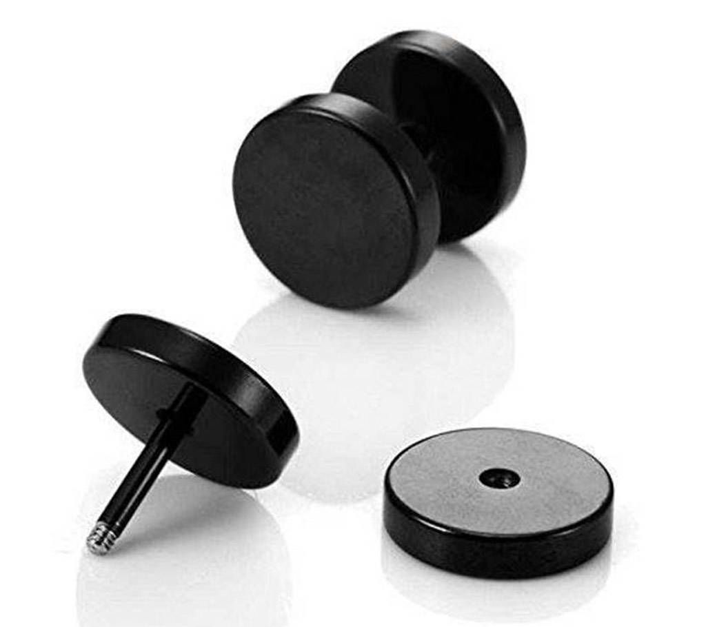 Black Dumbbell Stud Earnings Pair 