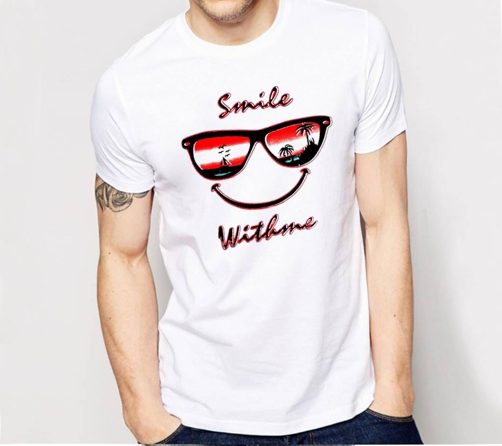 smile printed gents t shirt 