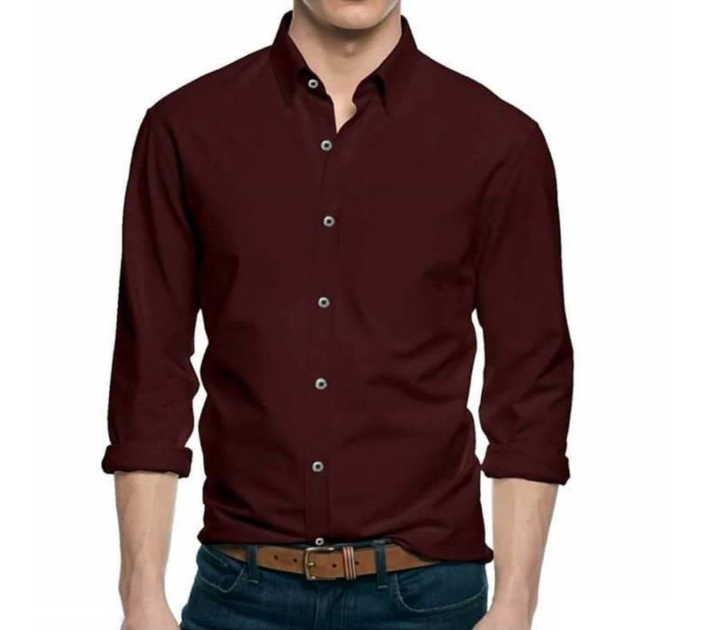 Full sleeve maroon shirt for men