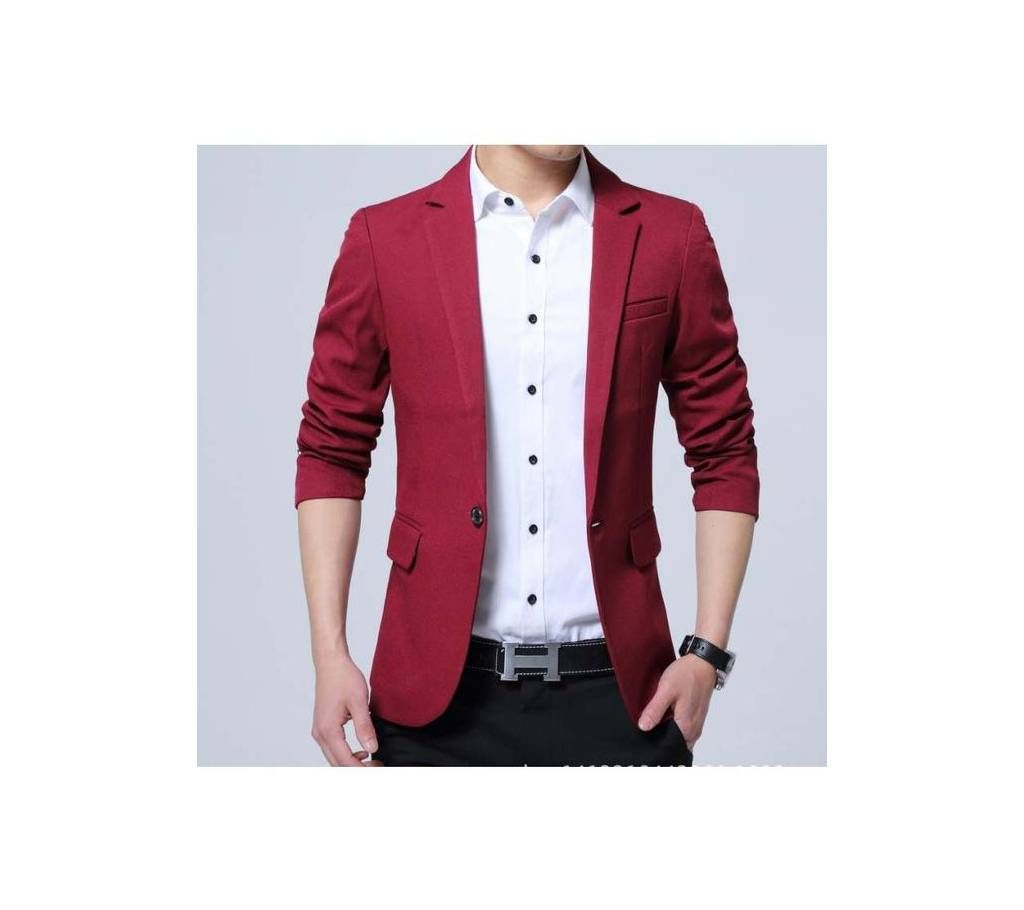 Long Sleeve Casual Blazer - Magnetic Red