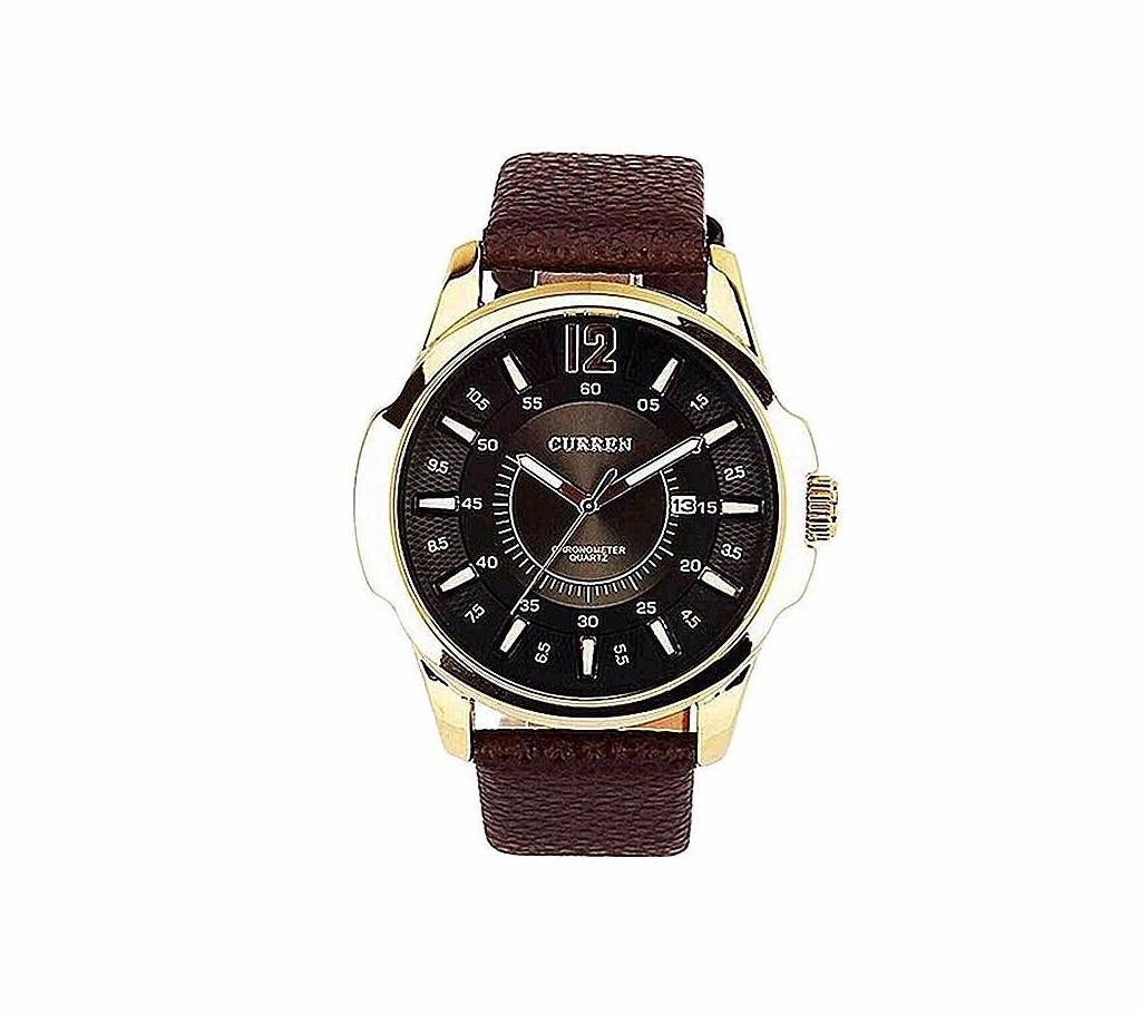 CURREN 8123 Leather Analog Watch for Men - Coffee