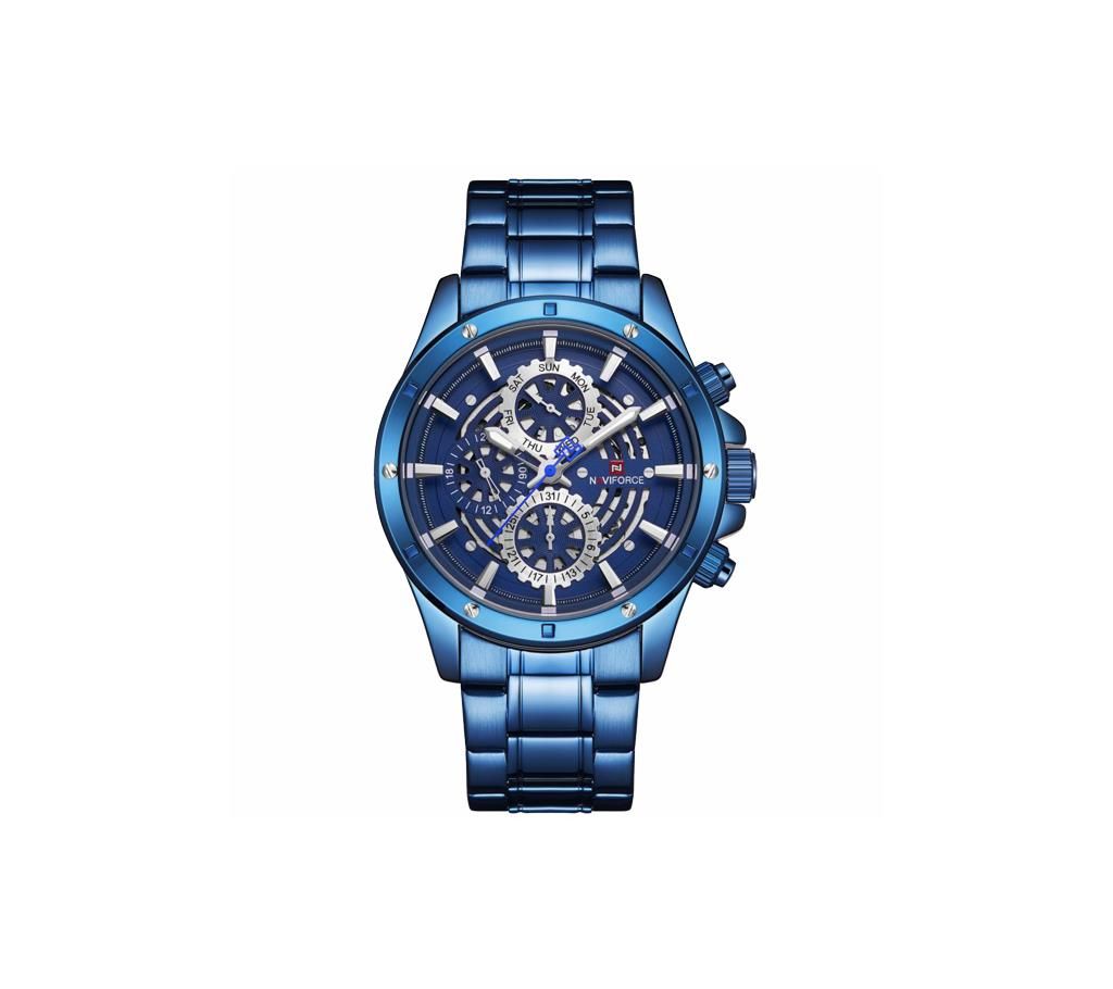 NAVIFORCE NF9149 Royal Blue Stainless Steel Chronograph Watch For Men - Royal Blue
