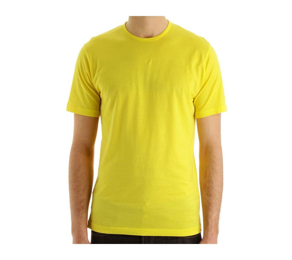 Round Neck Yellow T-Shirt For Men