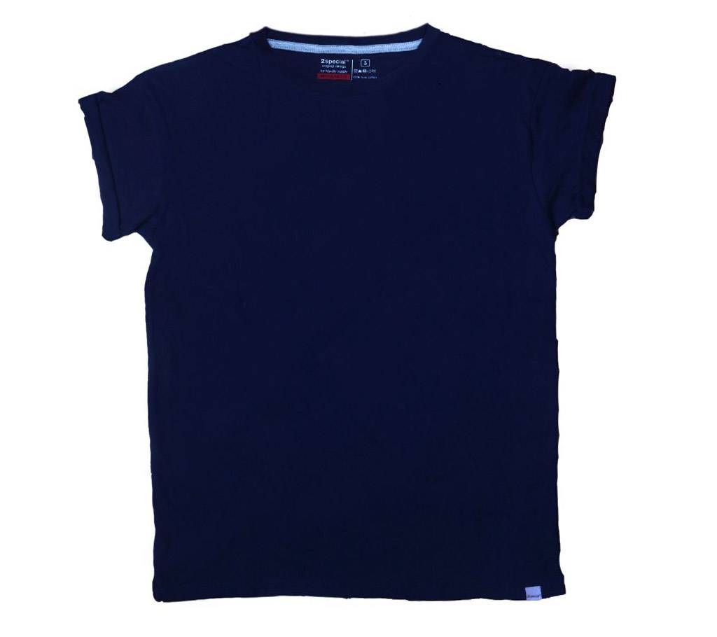 Half Sleeve Cotton Men's T-Shirt - Navy Blue