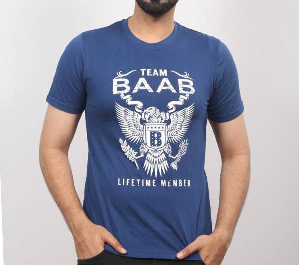 Blue BAAB round neck cotton t-shirt for men