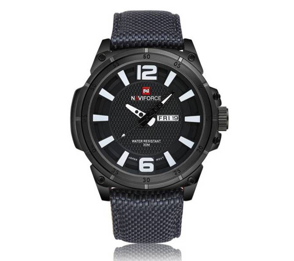 Naviforce Eid Collection NF9066  Casual Analog Quartz Movement Watch Canvas Strap Band - Black & White