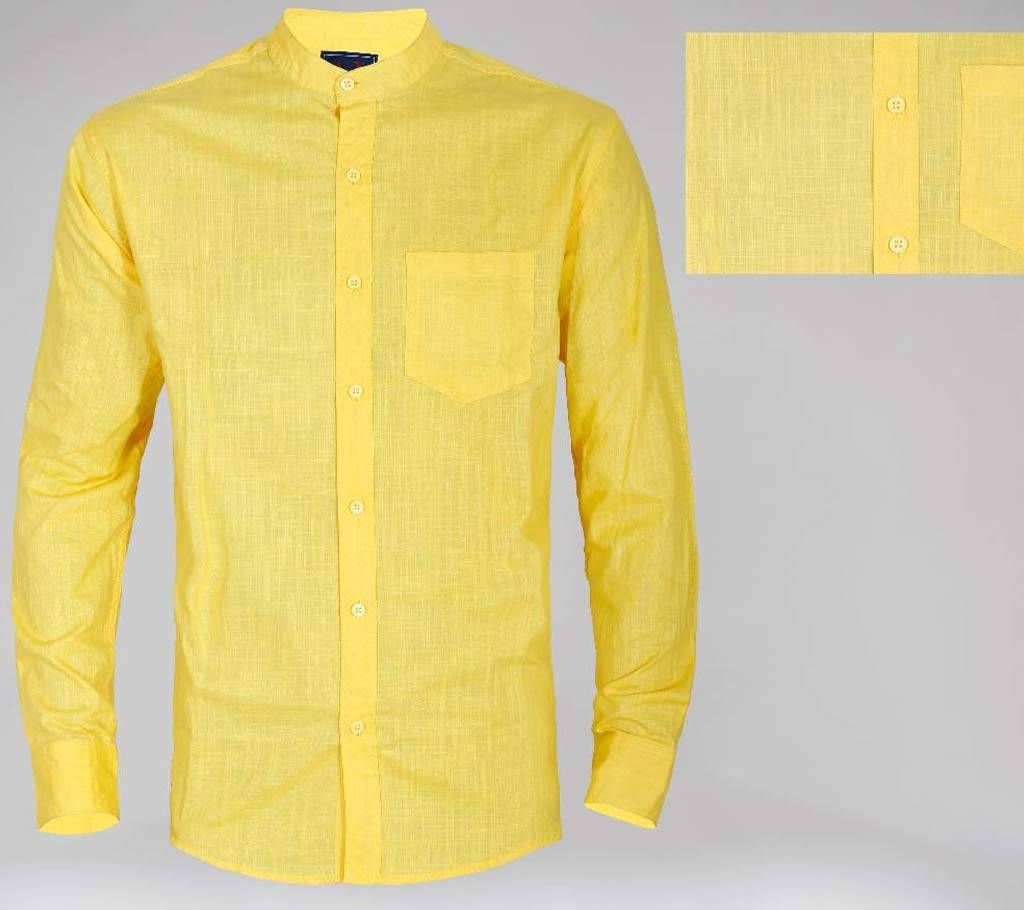 stylish band collar cotton shirt Yello