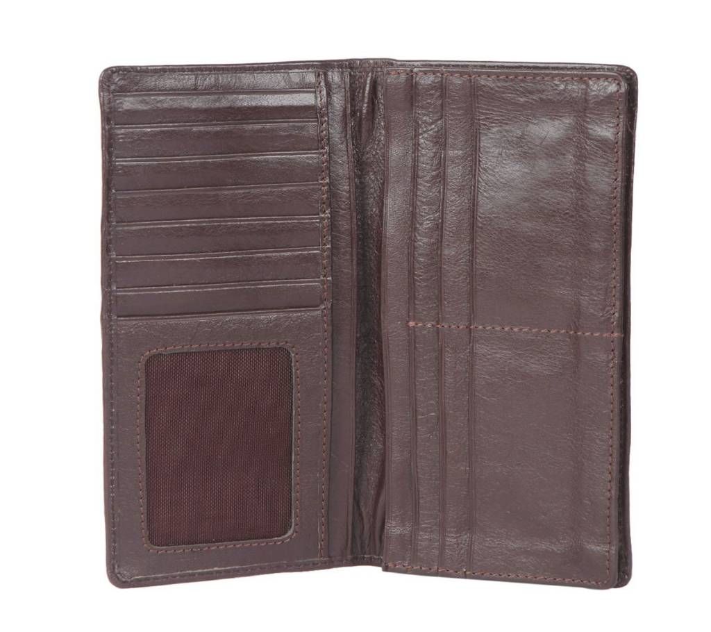 Chocolate Leather Long Wallet Cum Mobile Holder For Men