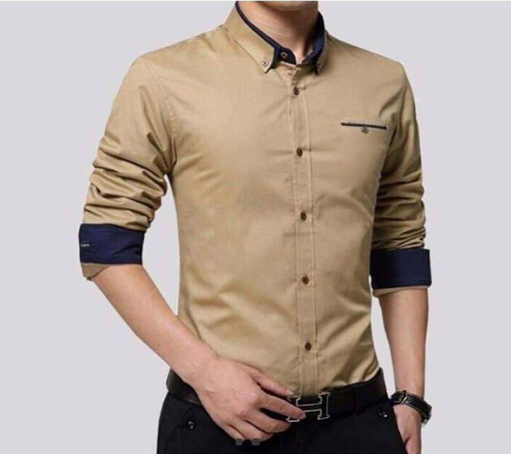 Brown Long Sleeve Casual Shirt for Men