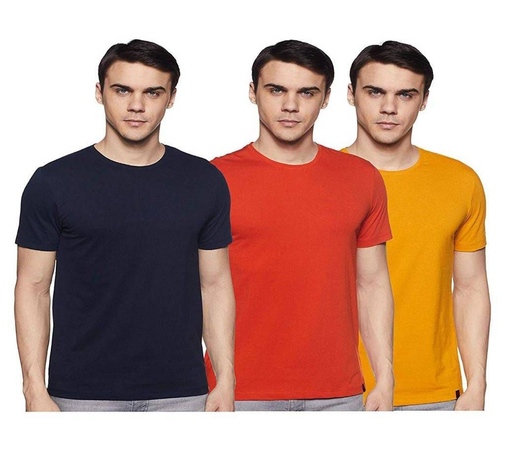 Mens Cotton Round neck  t-shirt 3 pcs Combo pack