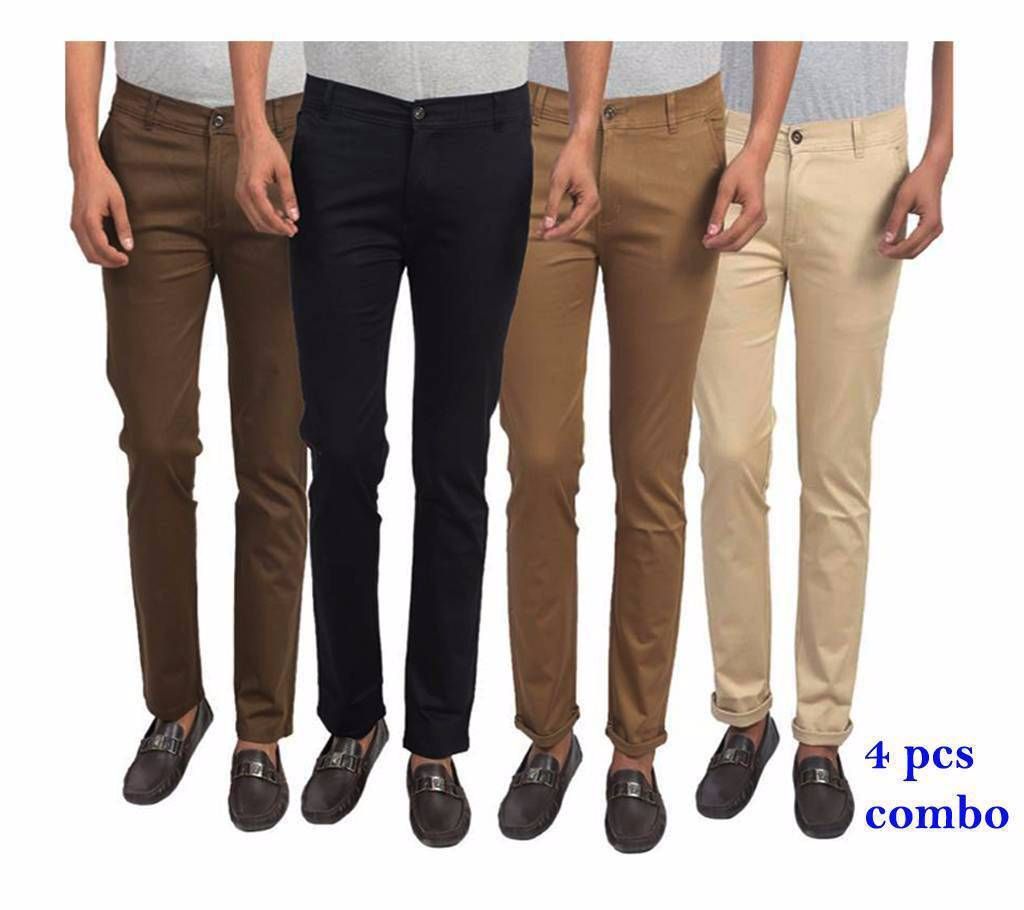 Mens Cotton Twill Gabardine Pant - 4pcs (Combo)