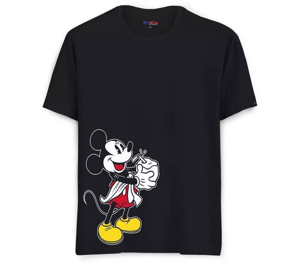 Rubber Print Summer T-shirt - 605 - Black - Small Micky Mouse - LEB