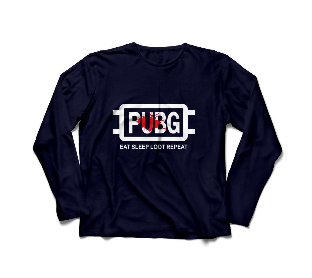 PUBG High Quality Rubber Printed Full Sleeve Cotton T-shirt For Men