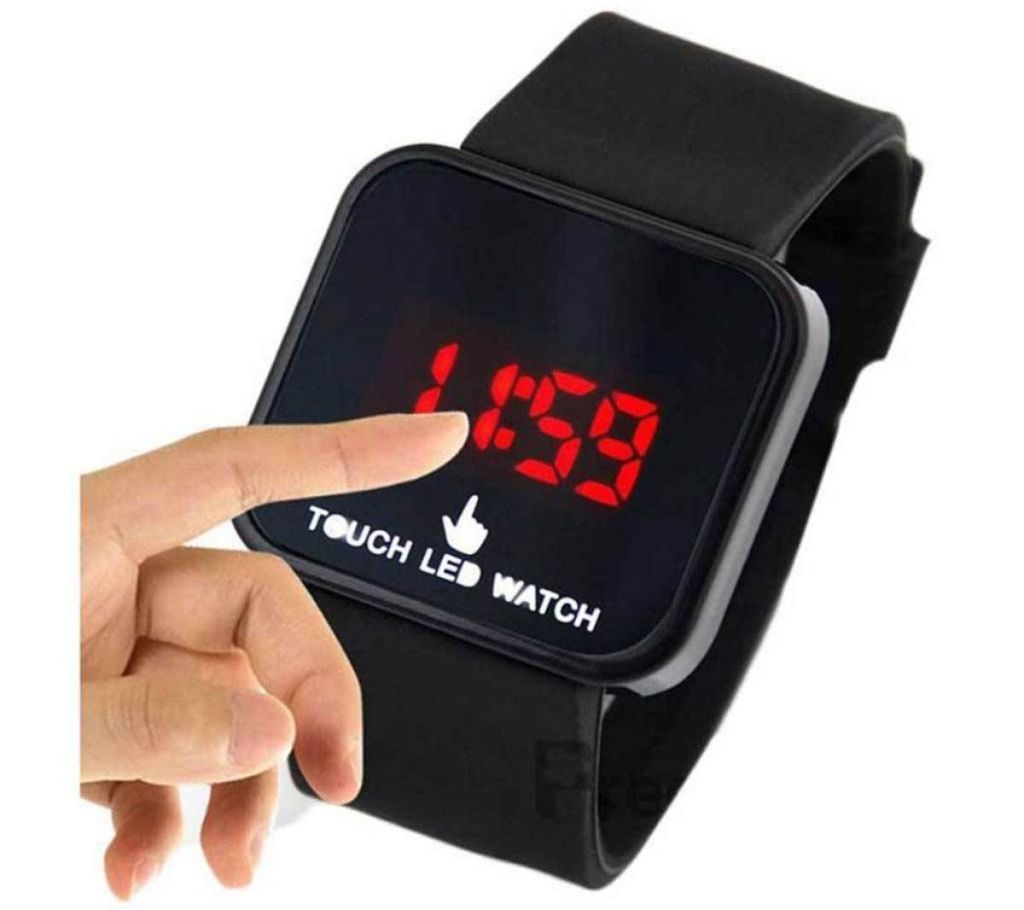 Rubber Strap LED Digital Watch -Black