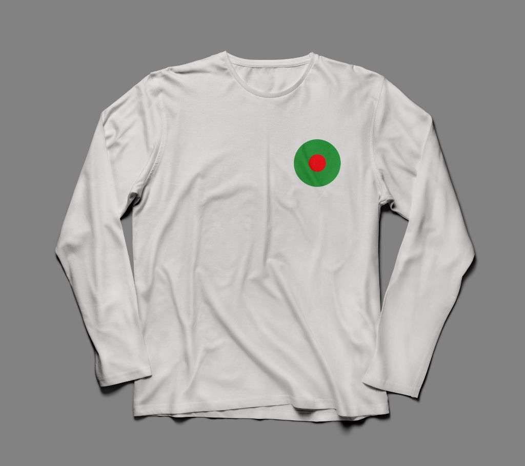 BANGLADESDH FLAG LONG SLEEVE WHITE COTTON TSHIRT FOR MEN