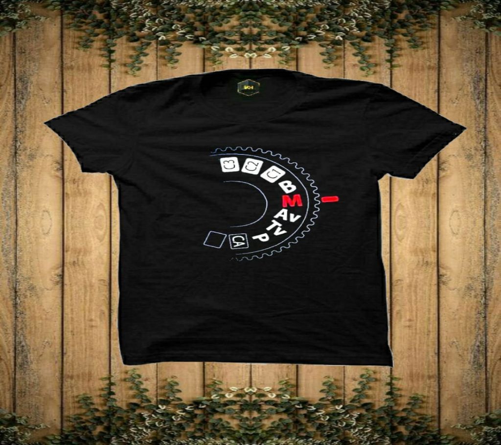 Printing Design Rubber Print Half-Sleeve T-shirt For Men (Black)
