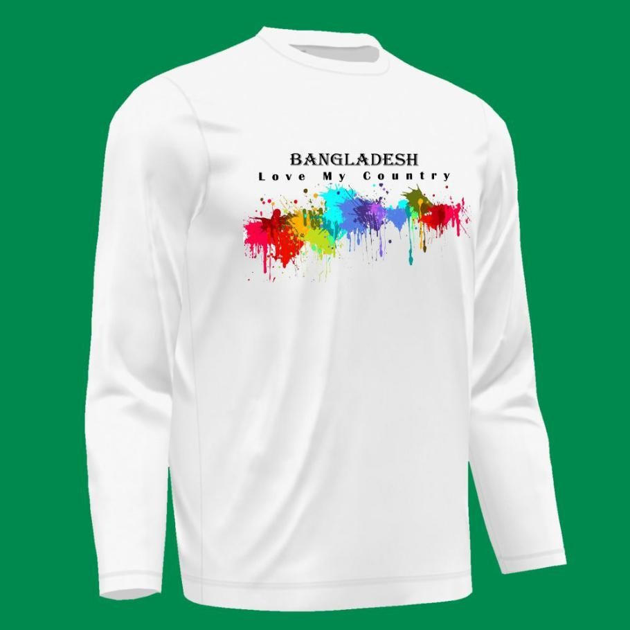 Full Sleeve T Shirt For Men White Bangladesh T5 2ICF