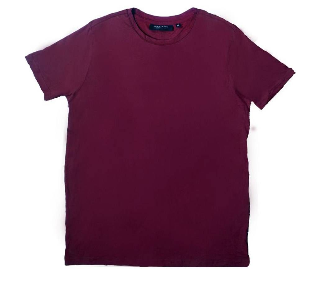 Men's Half Sleeve Cotton T-Shirt - Merun