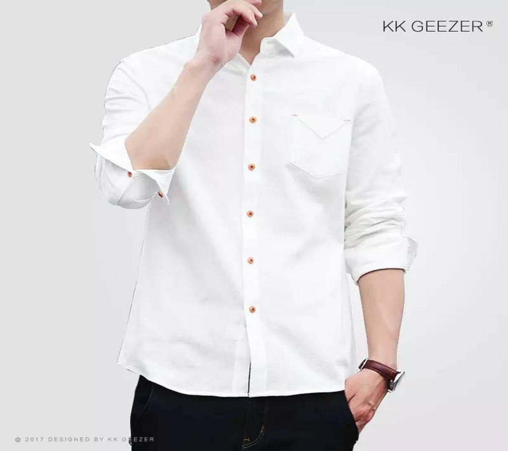 Gents Full Sleeve Casual Shirt-White