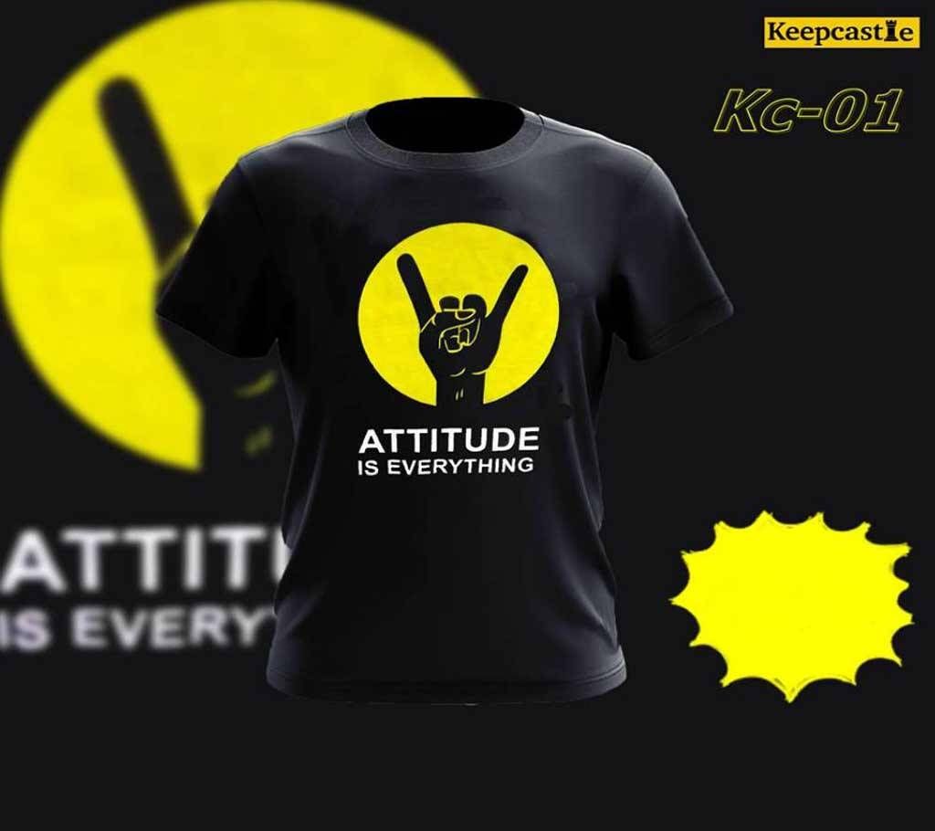 Attitude Half Sleeve Round Neck Cotton T shirt For men 