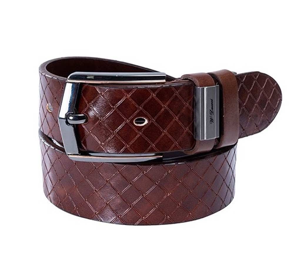 Chocolate artificial leather belt for men