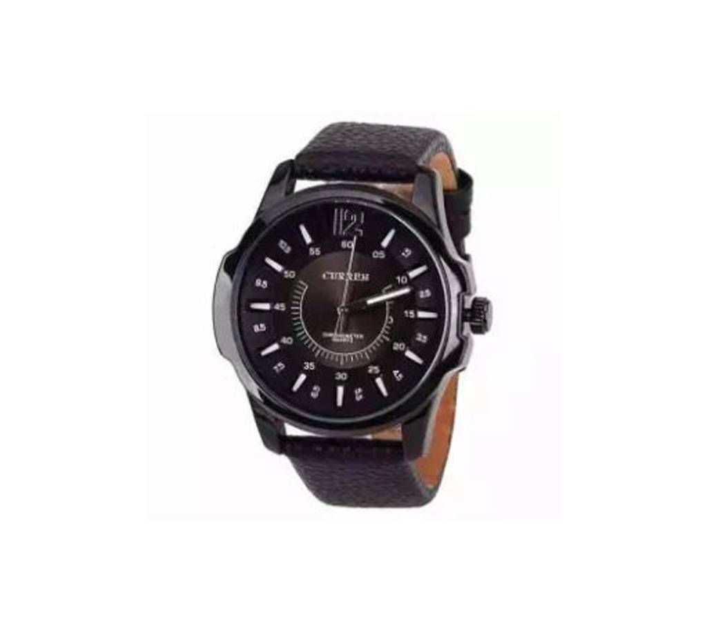 Black PU Leather Analog Watch For Men