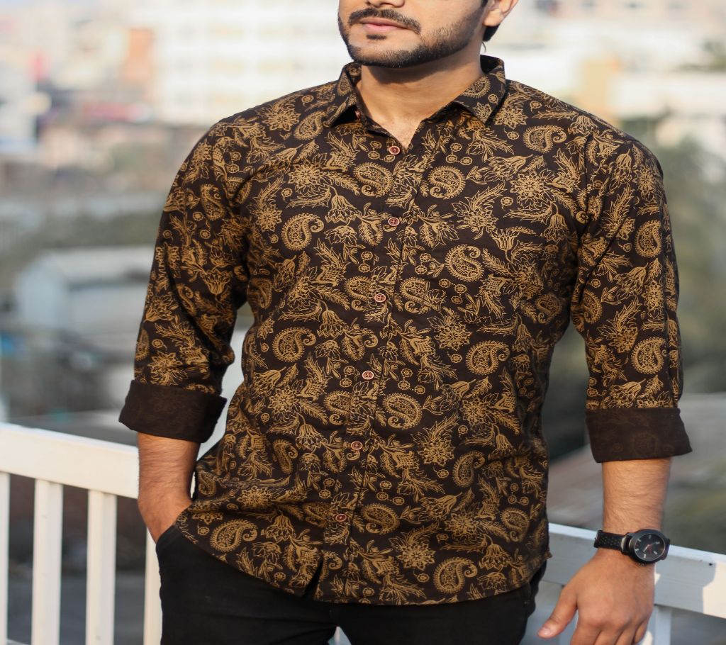 Black Floral Pattern Shirt