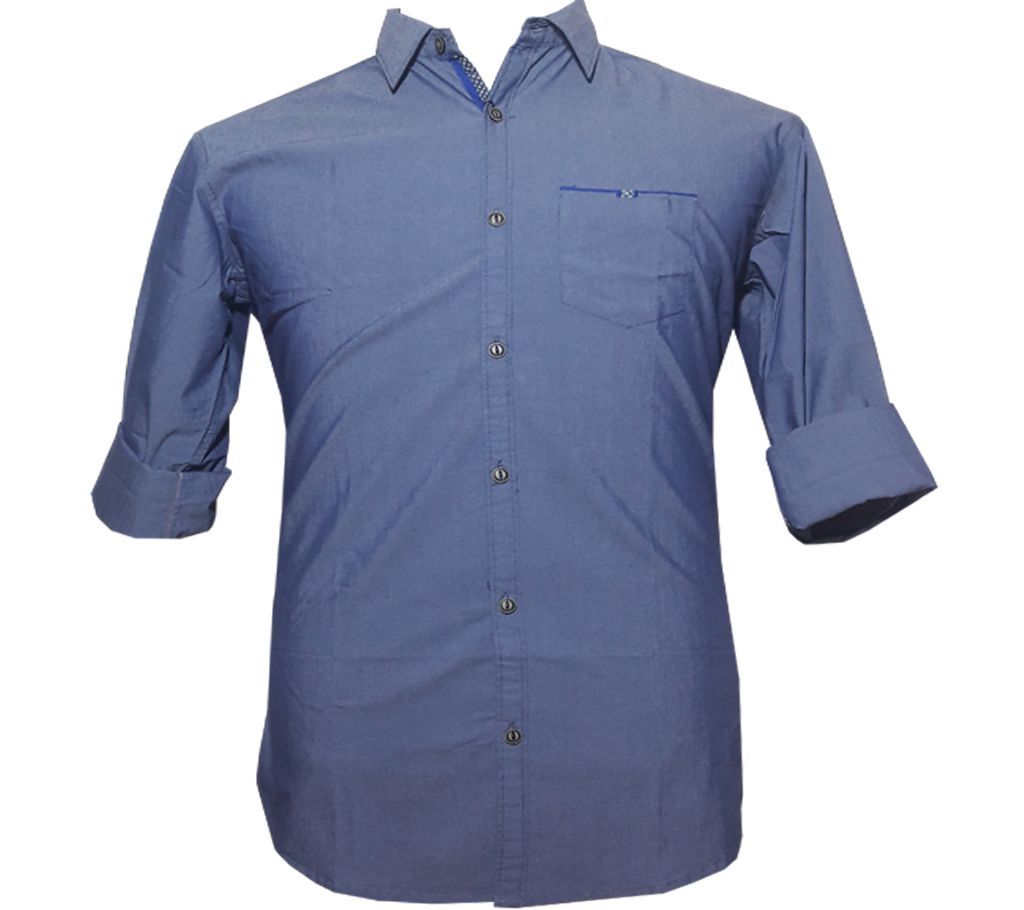 Solid Color Slate Gray Long Sleeve Causal Shirt