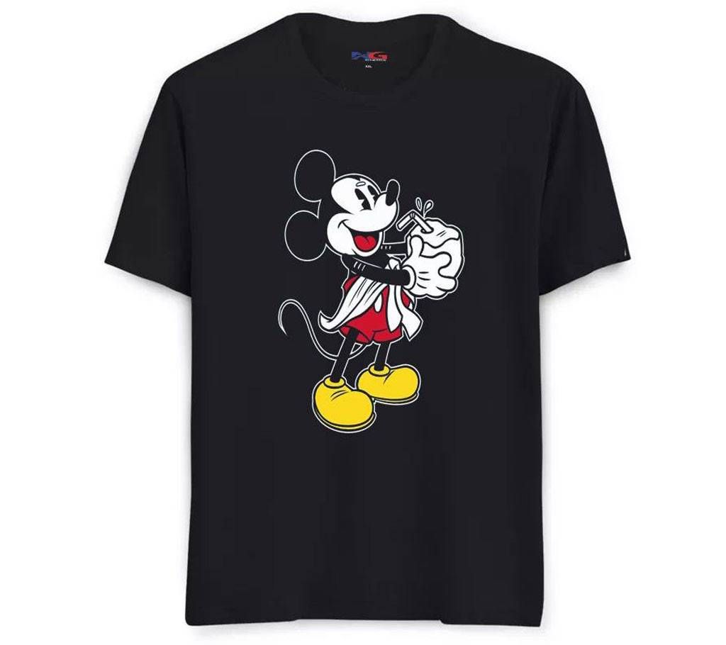 Rubber Print Summer T-shirt - 604 - Black - Big Micky Mouse - LEB