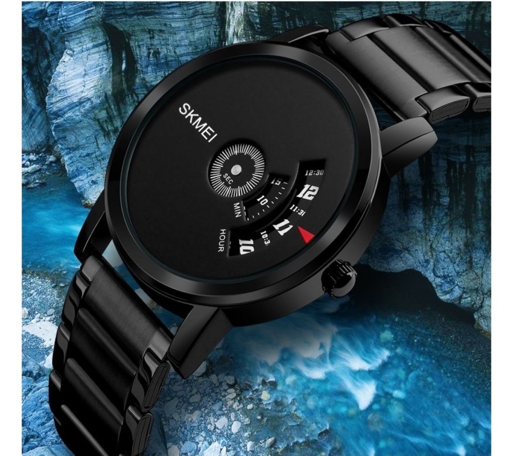 Skmei 1260 - Black Stainless Steel Wrist Watch for Men