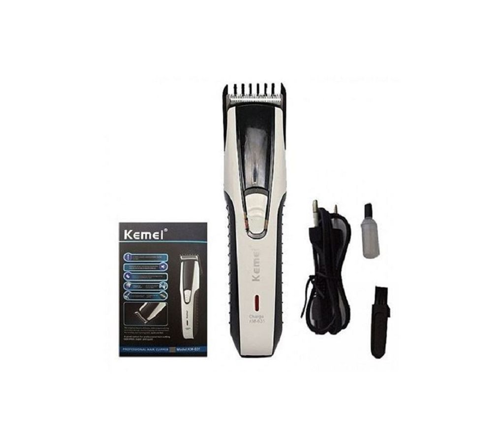 Kemei KM - 631 Electric Rechargeable Trimmer and Shaver Black And White
