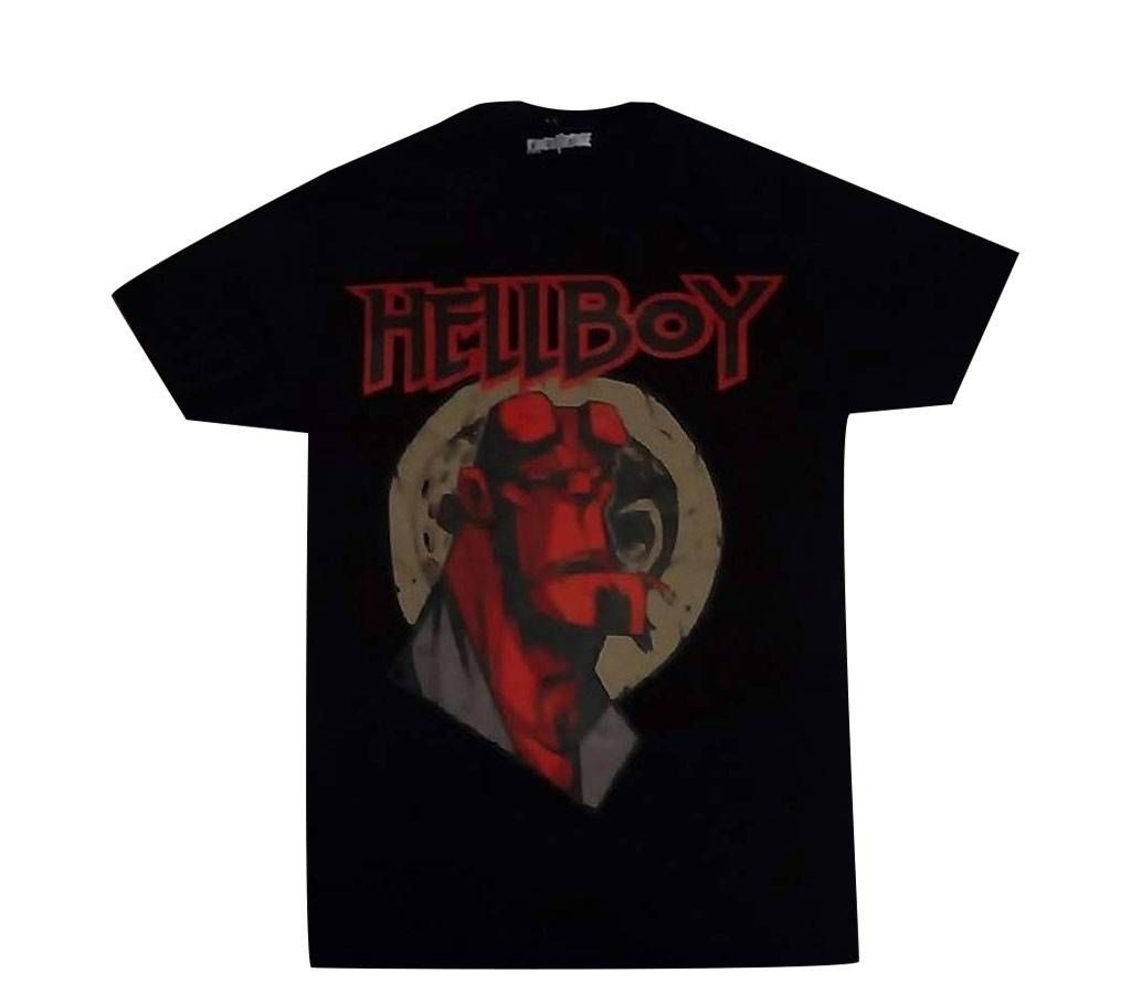 Hellboy Black Metal Cotton Tee Shirt Half Sleeve For Men 
